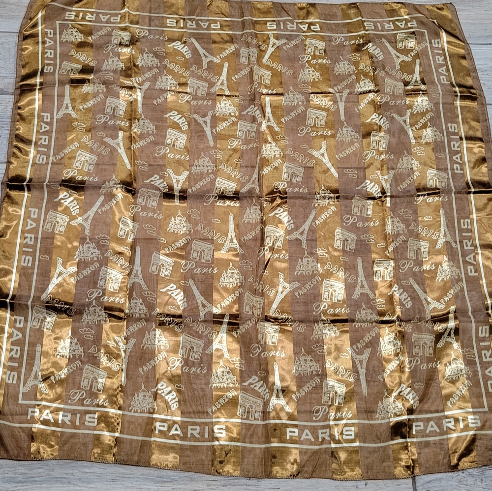 Paris themed satin scarf